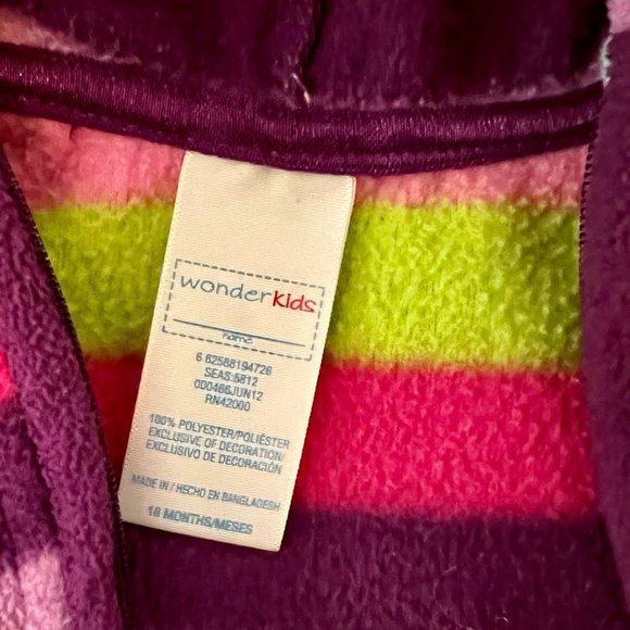 *WonderKids 18 Months Cozy Zip Up Fleece Hoodie. 18 Months - Picture 2 of 6